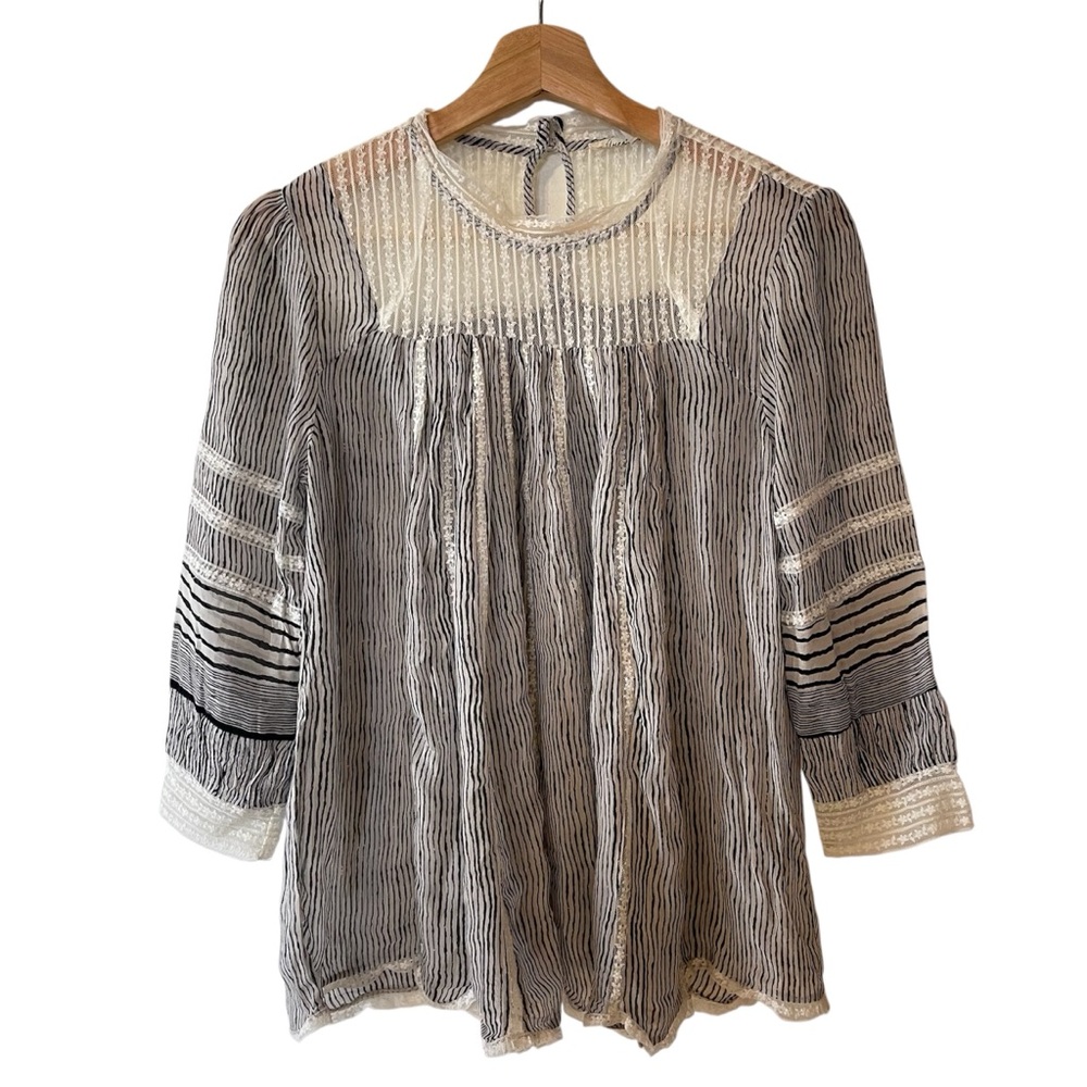 Anthropologie Floreat Black and White Striped Blouse